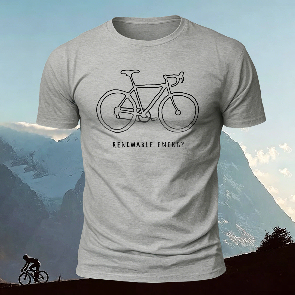 Bicycle Print Pattern Combed Cotton Comfort T-shirt