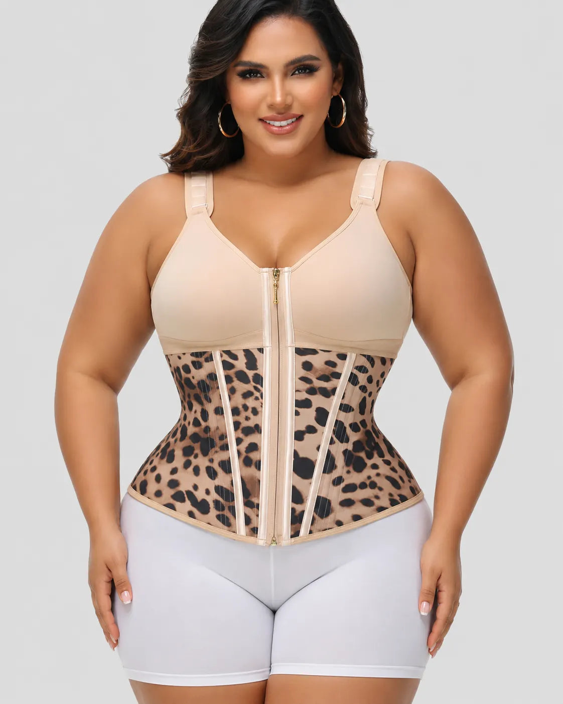 Boned Latex Waist Trainer with Built-in Bra Vest