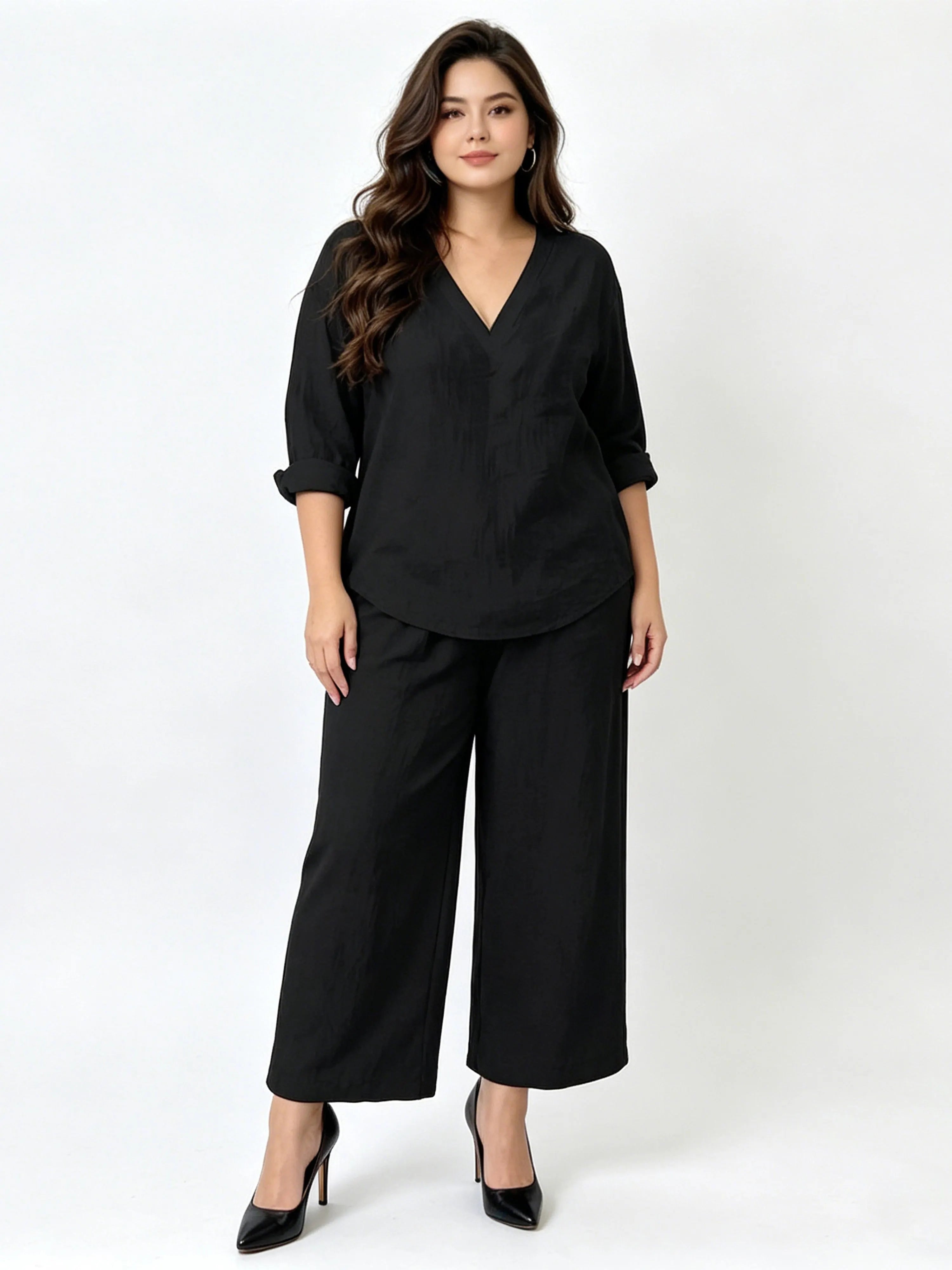 Minimalist Stylish Casual V-neck Comfortable Set