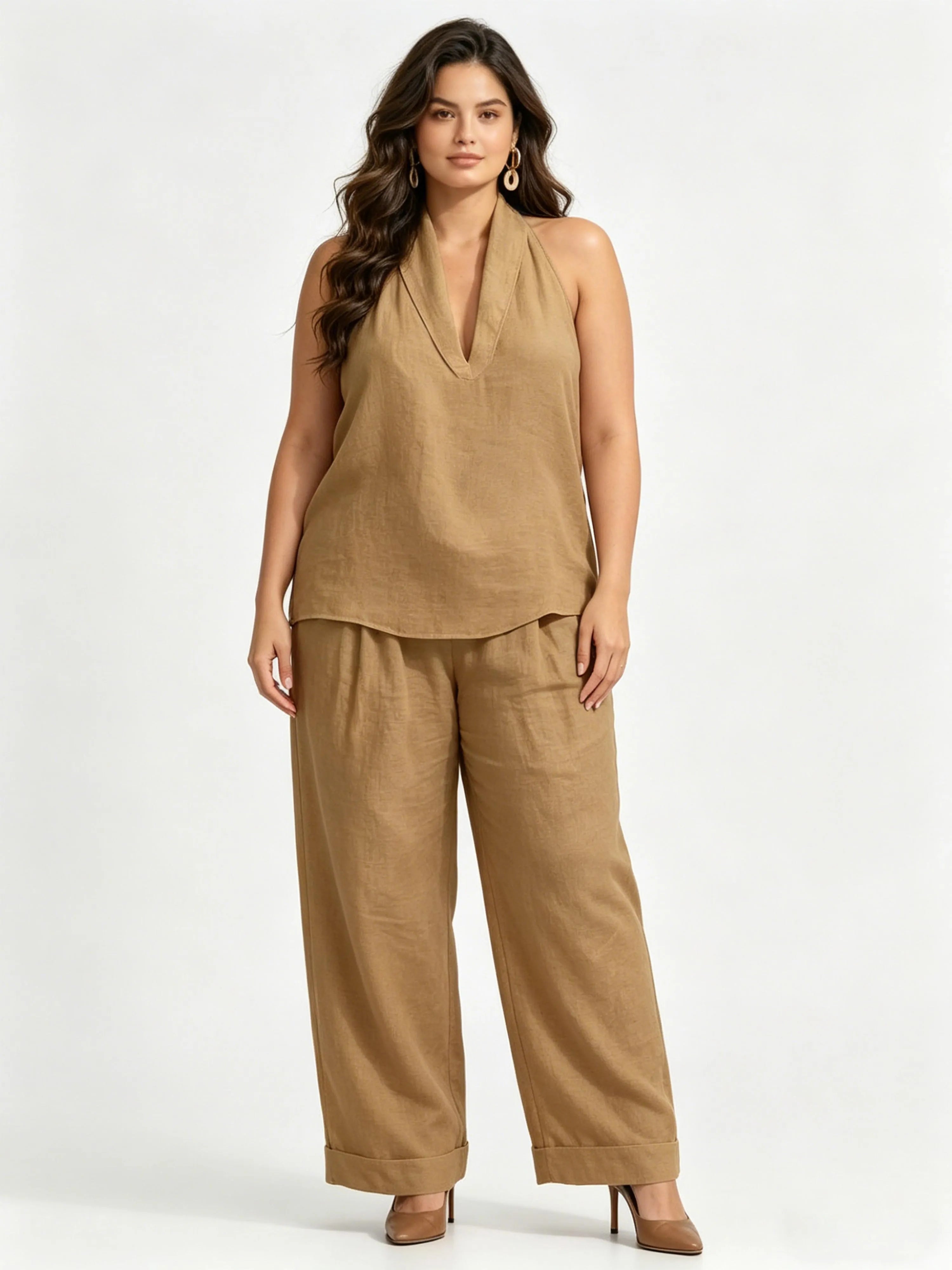 Sleeveless Loose-fit Hanging Casual Fashion Set