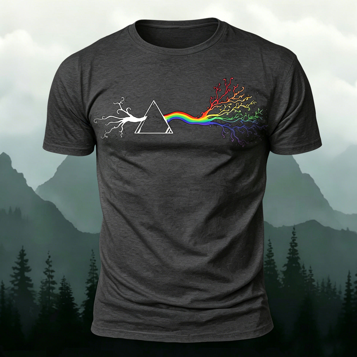 Colorful Tree Print Premium Cotton Round Neck T-Shirt