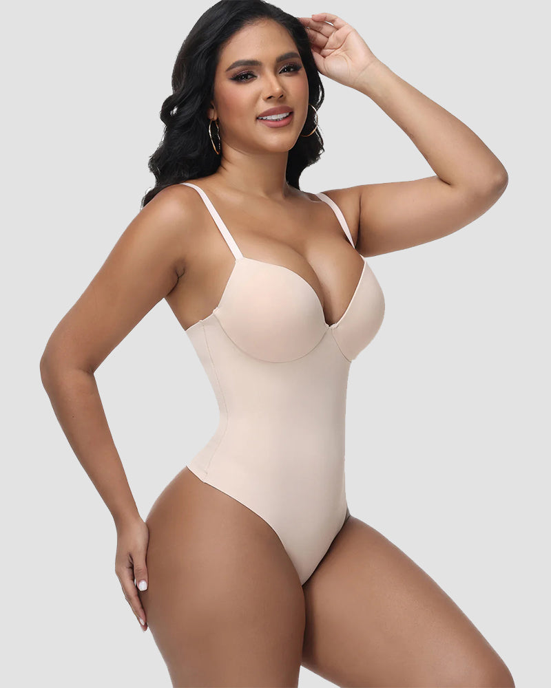 Built In Bra Tummy Tuck Thong Shapewear Bodysuit