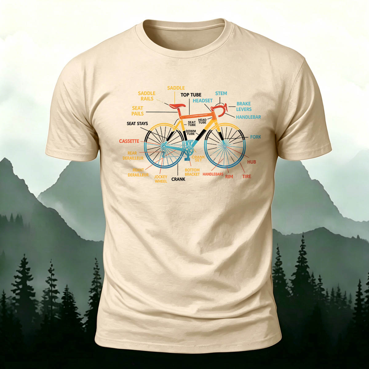 Bicycle Logo Minimalist Print Basic Cotton T-Shirt