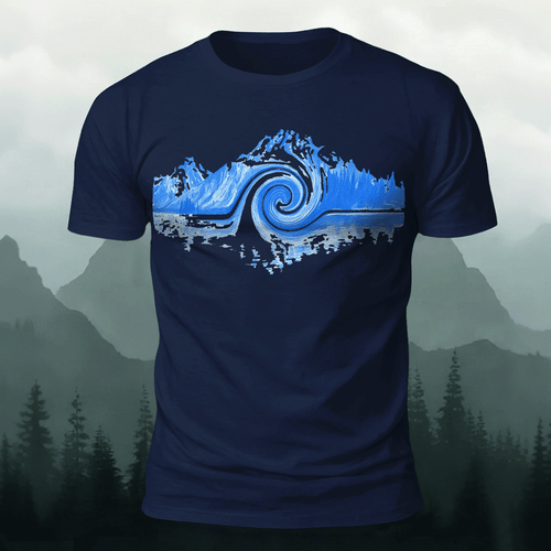 Abstract Landscape Print Premium Cotton Casual T-Shirt