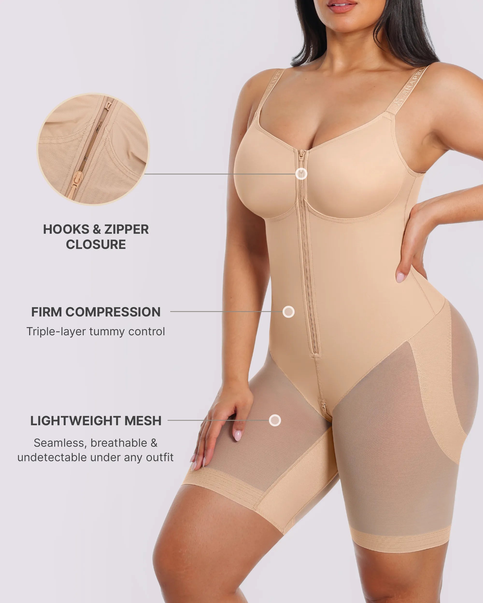 Bare Essentials™ AirSlim® Hourglass Full Body Mid Thigh Bodysuit