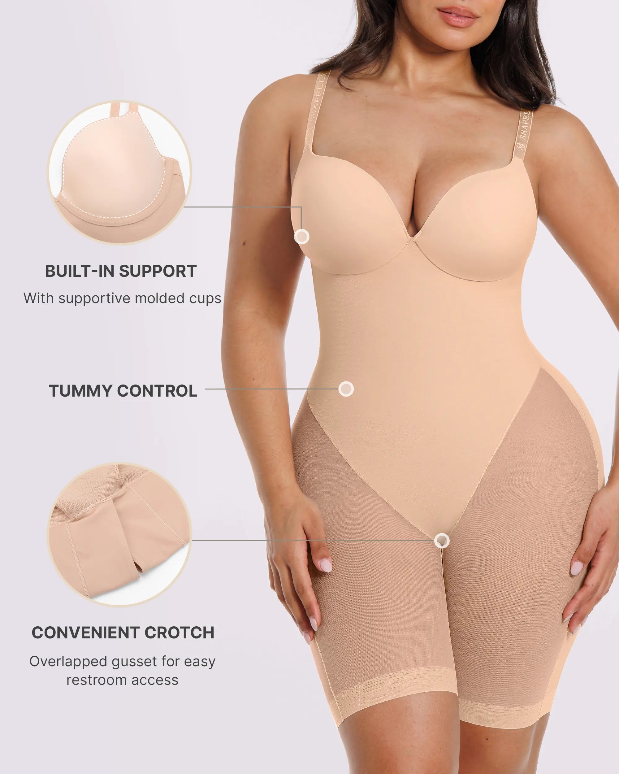 Bare Essentials™ MeshSmooth™ Low Back Mid Thigh Bodysuit