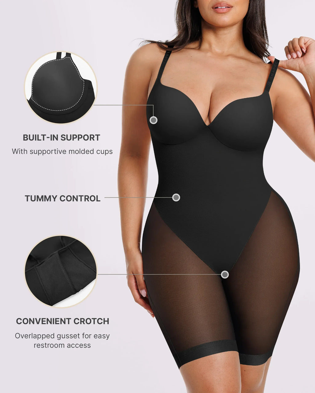 Bare Essentials™ MeshSmooth™ Low Back Mid Thigh Bodysuit