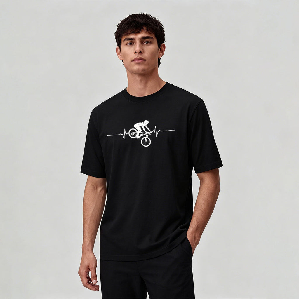 Minimalist Cycling Pattern Soft Comfortable Cotton T-Shirt