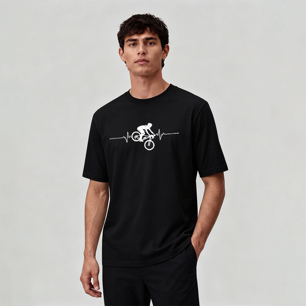 Minimalist Cycling Pattern Soft Comfortable Cotton T-Shirt