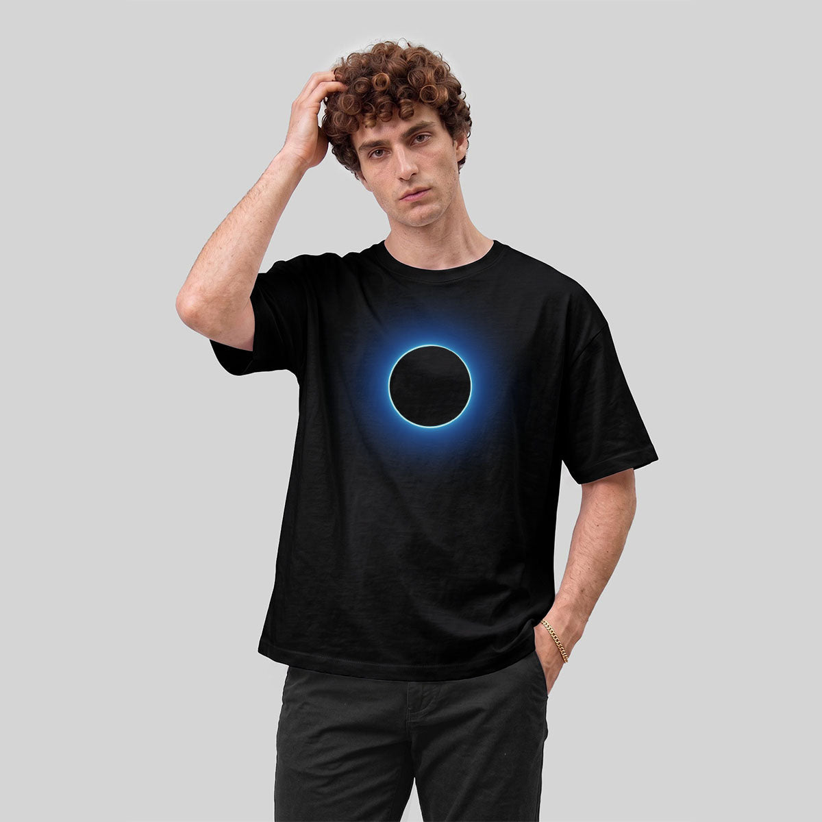 DTG Glowing Circle Pattern Minimalist Breathable T-shirt