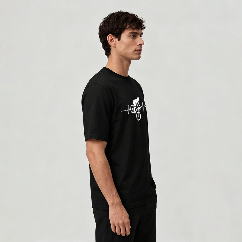 Minimalist Cycling Pattern Soft Comfortable Cotton T-Shirt