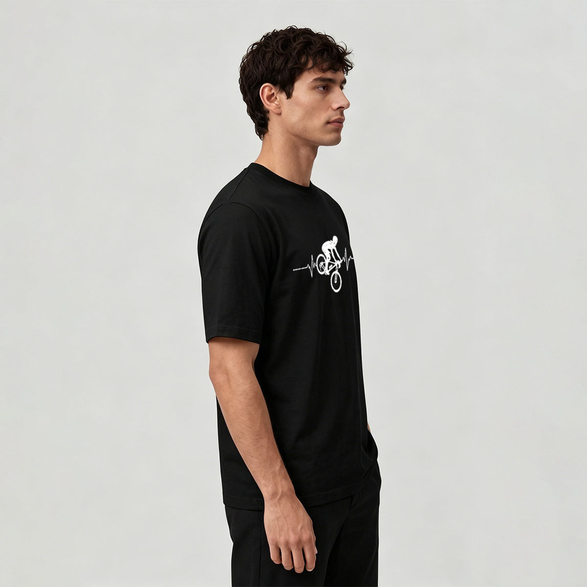 Minimalist Cycling Pattern Soft Comfortable Cotton T-Shirt