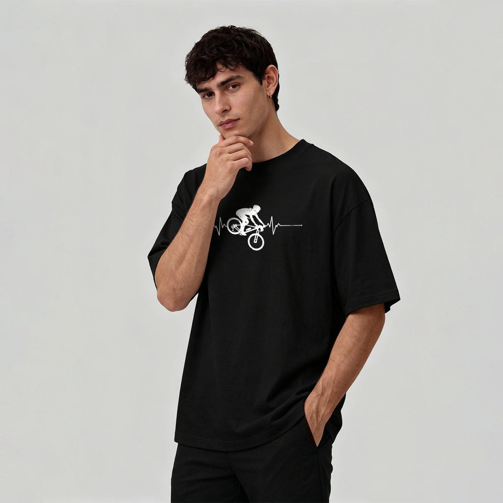Minimalist Cycling Pattern Soft Comfortable Cotton T-Shirt