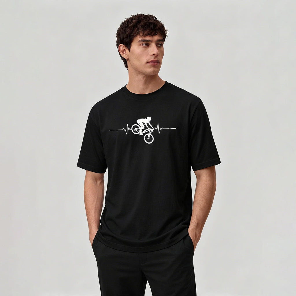 Minimalist Cycling Pattern Soft Comfortable Cotton T-Shirt