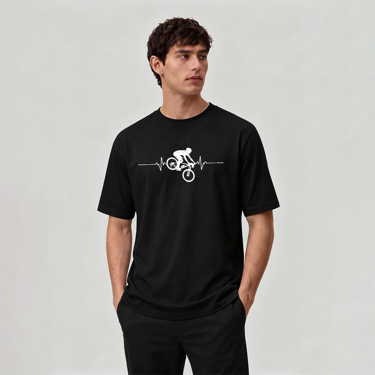 Minimalist Cycling Pattern Soft Comfortable Cotton T-Shirt