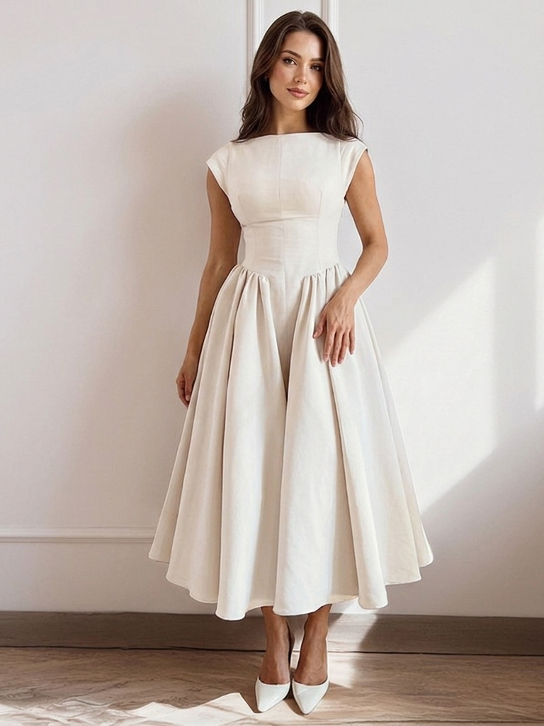 French-style elegant backless fitted dress