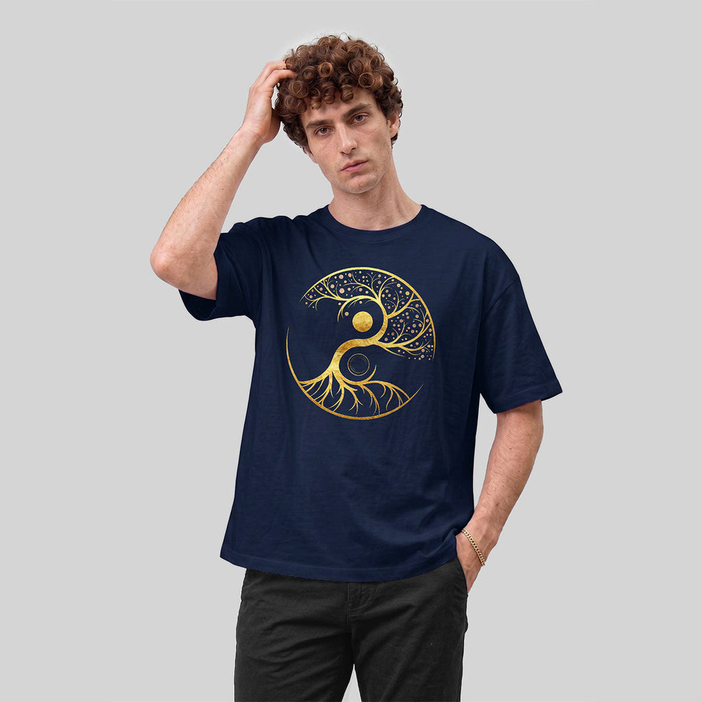 Artistic Graphics Pattern Mountain-Style Cotton T-Shirt