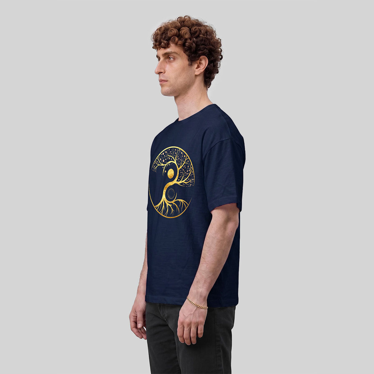 Artistic Graphics Pattern Mountain-Style Cotton T-Shirt