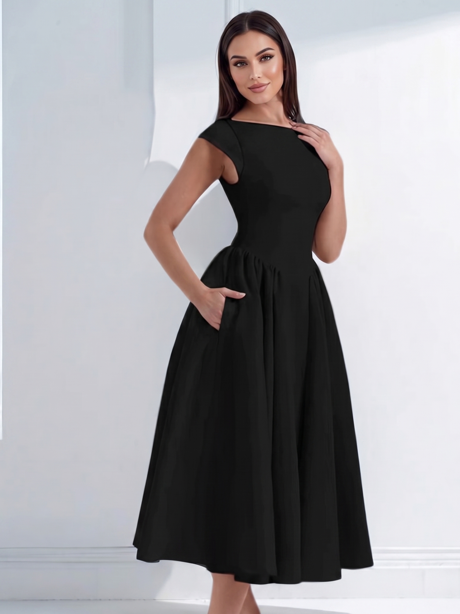French-style elegant backless fitted dress