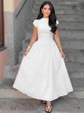 Elegant Polka-Dot Slim-Fit Dress
