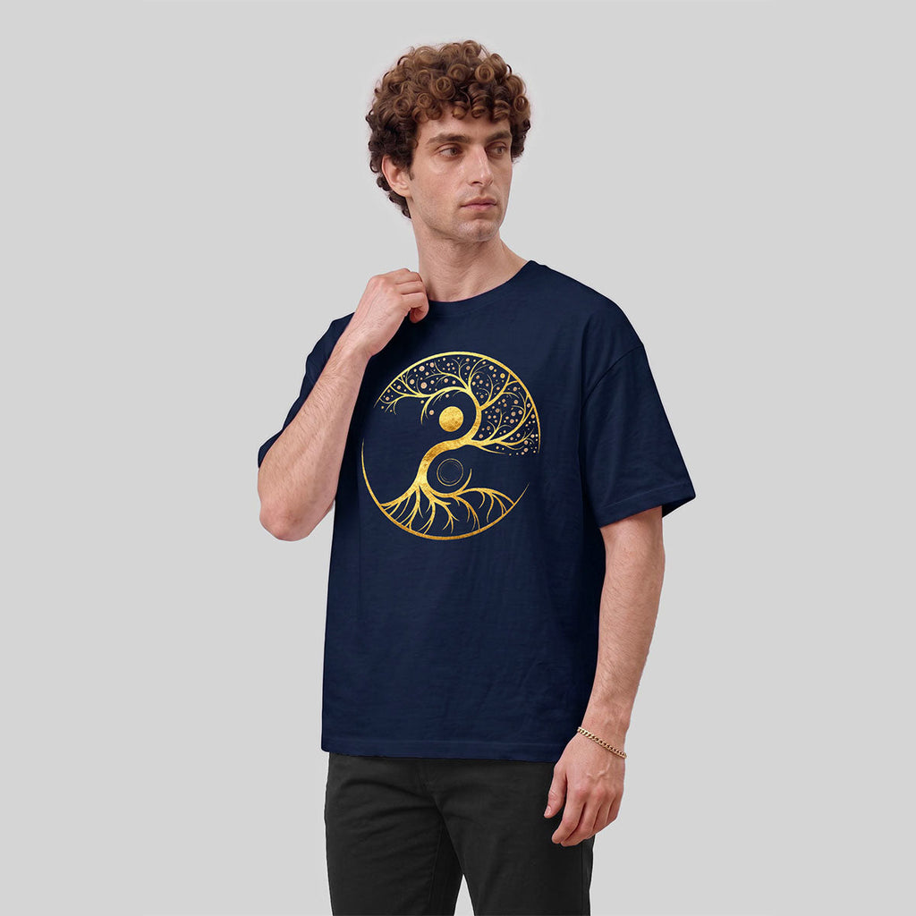 Artistic Graphics Pattern Mountain-Style Cotton T-Shirt
