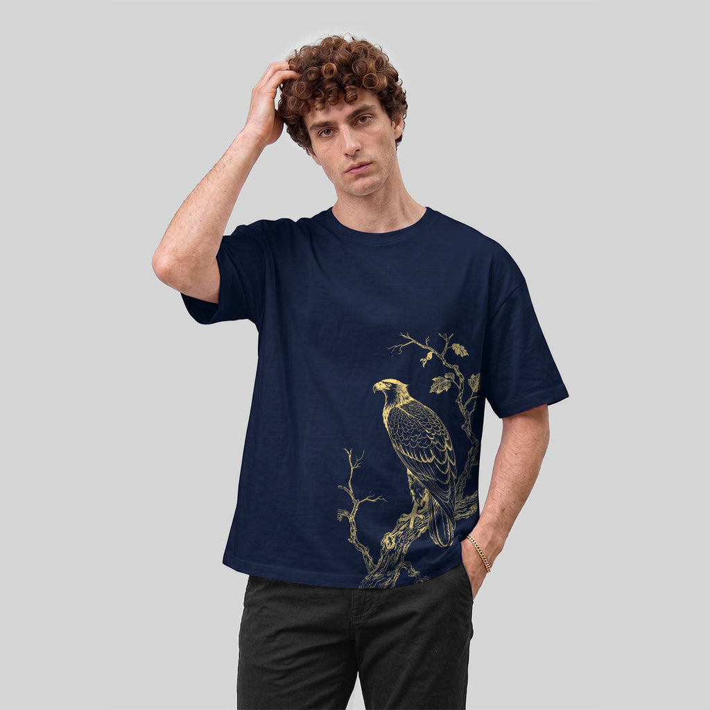 Bird-on-a-Branch PrintCasual 100% Cotton T-Shirt