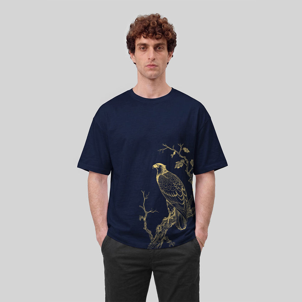 Bird-on-a-Branch PrintCasual 100% Cotton T-Shirt