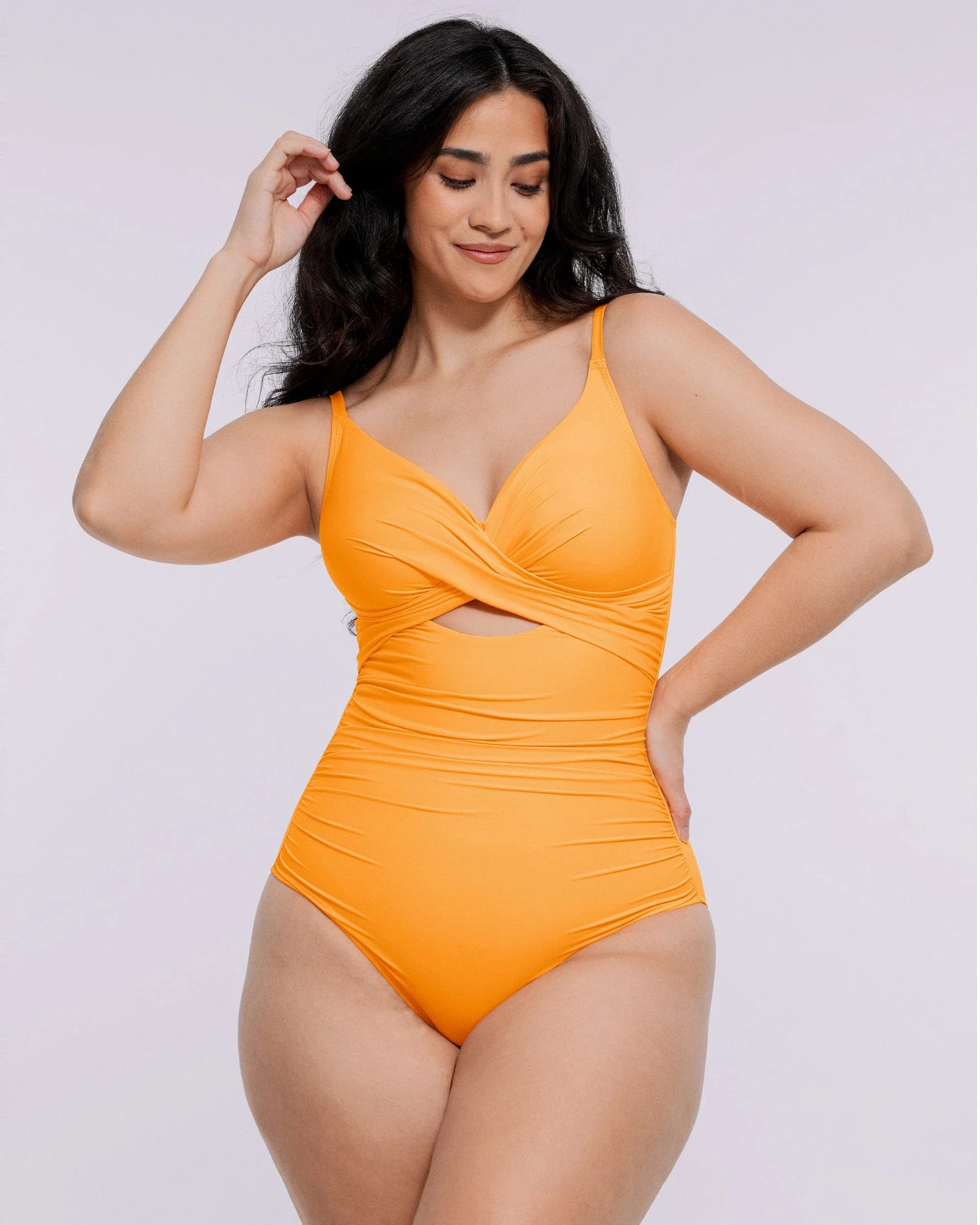 Smart Sculpt™ Ribbed Cutout-Front Tummy Control Swimsuit