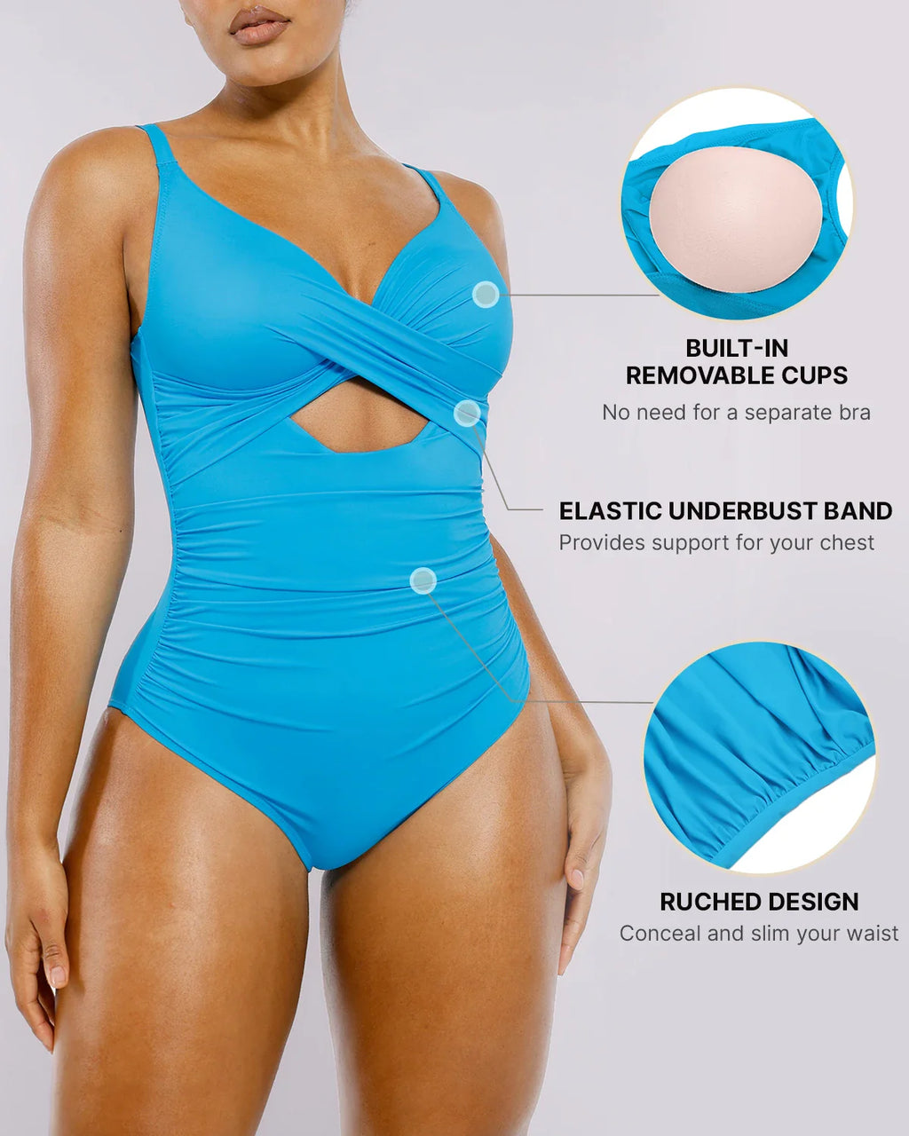 Smart Sculpt™ Ribbed Cutout-Front Tummy Control Swimsuit