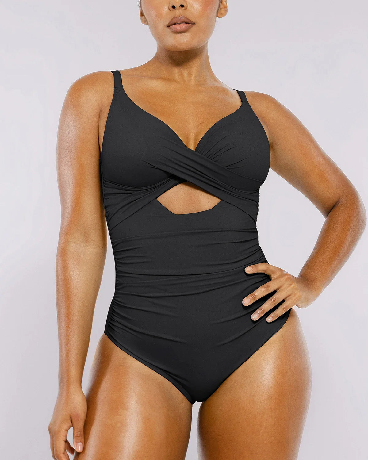 Smart Sculpt™ Ribbed Cutout-Front Tummy Control Swimsuit