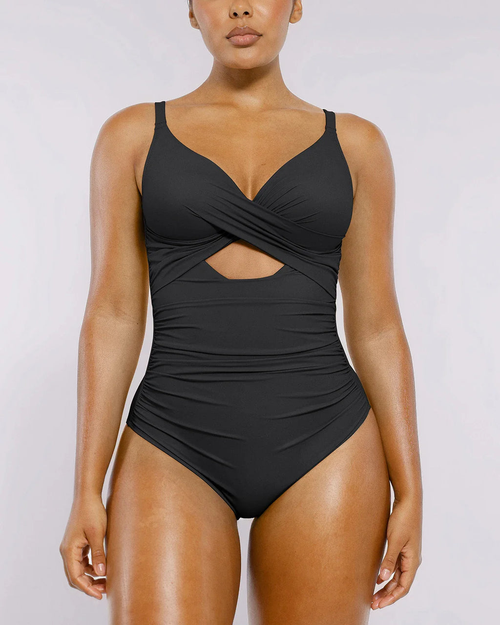 Smart Sculpt™ Ribbed Cutout-Front Tummy Control Swimsuit