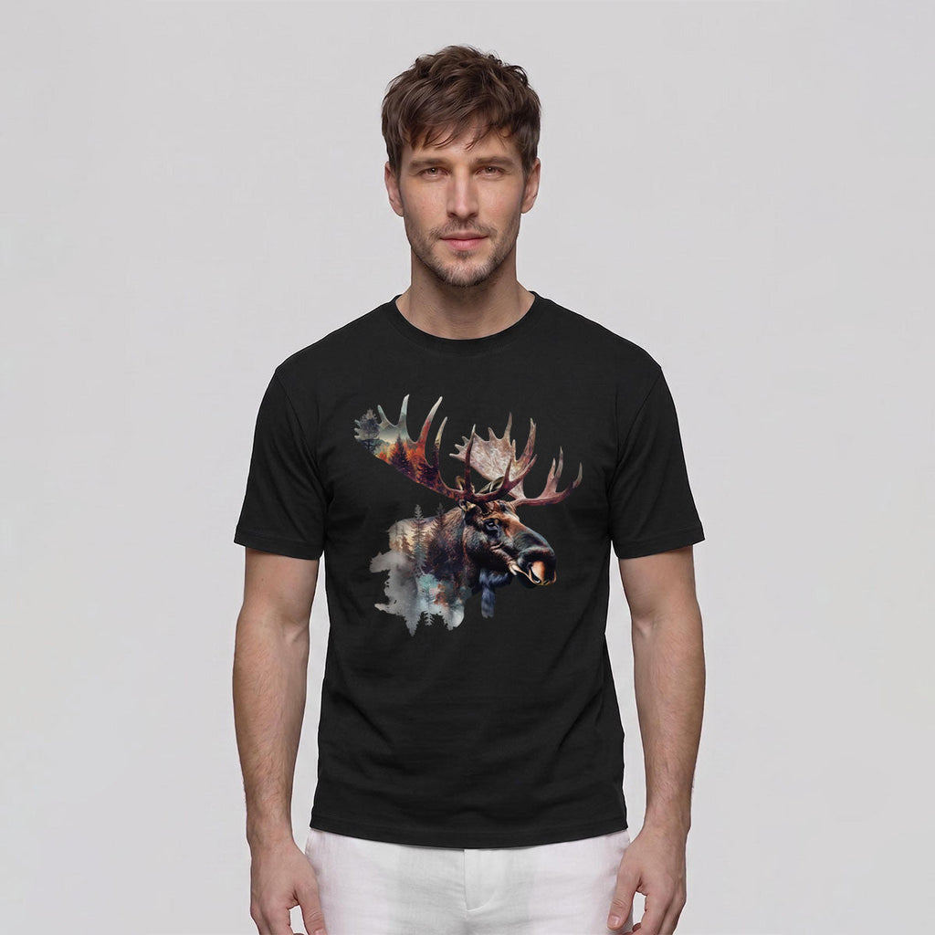 Scenery-style Moose Men's Simple Premium Cotton T-Shirt