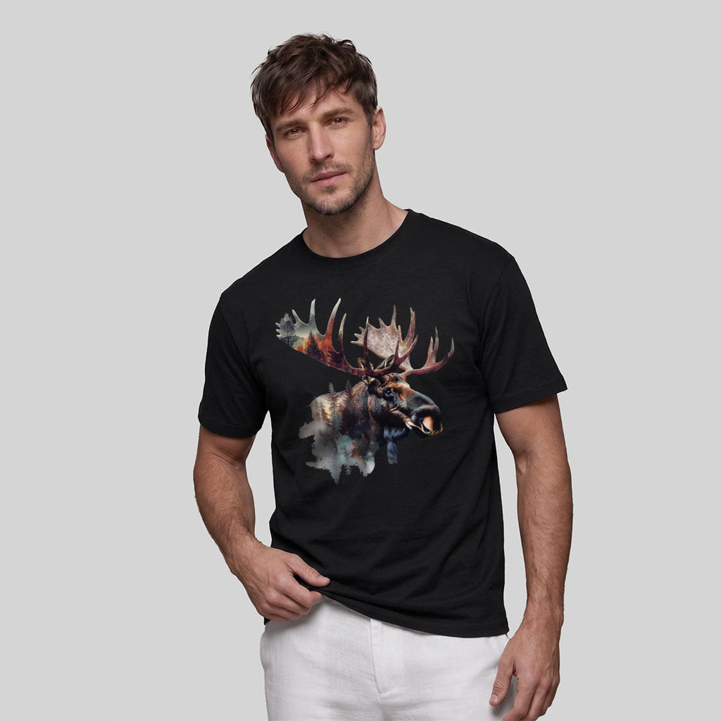 Scenery-style Moose Men's Simple Premium Cotton T-Shirt