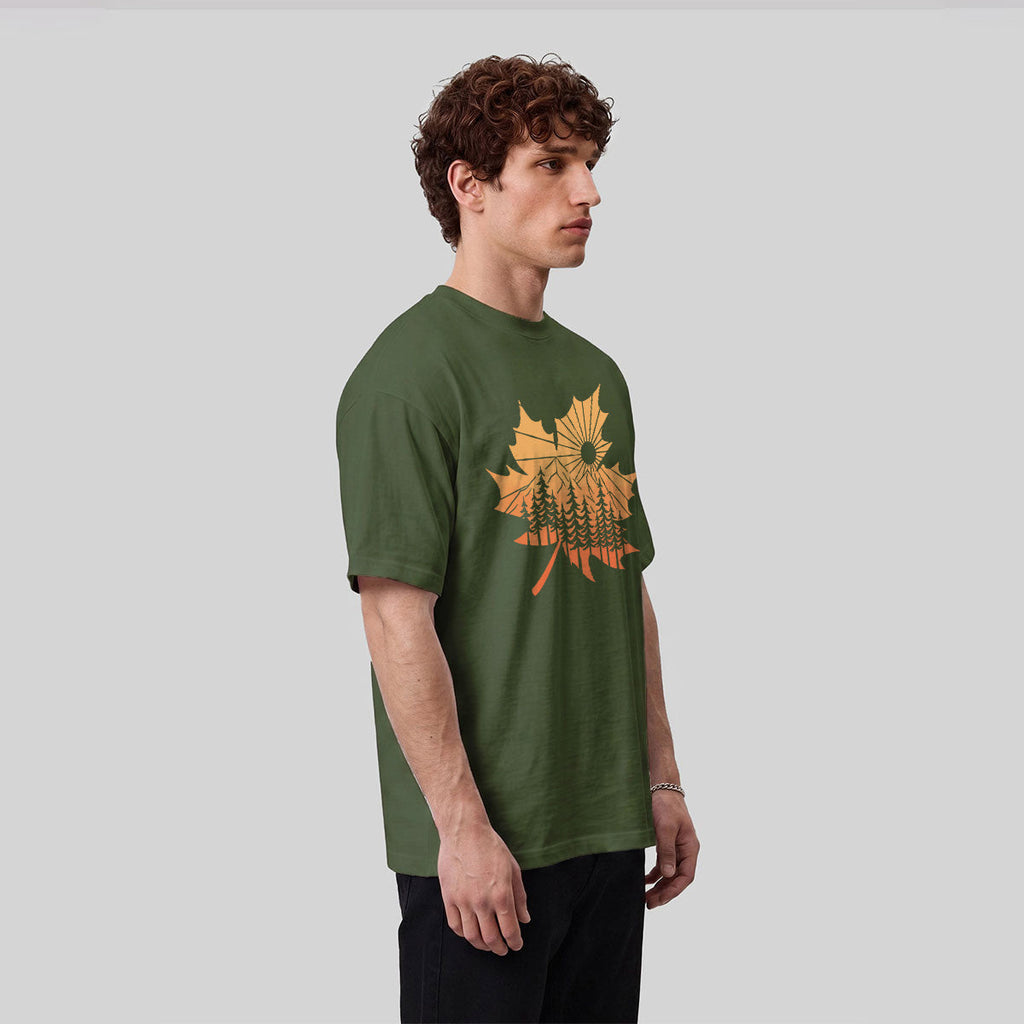 Maple Leaf Pattern Premium Cotton T-Shirt