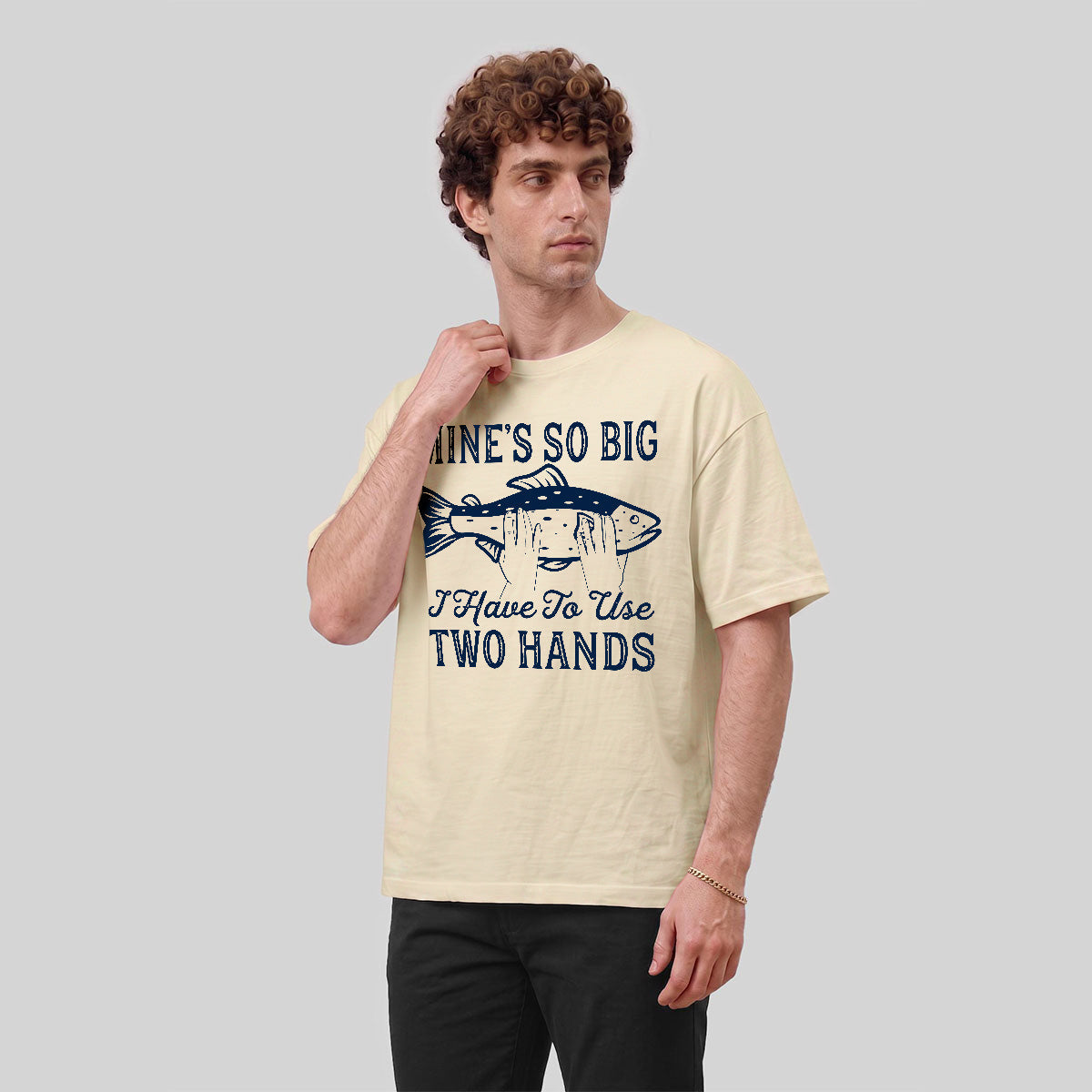 Big Fish in Hand Pattern  Daily Cotton T-shirt