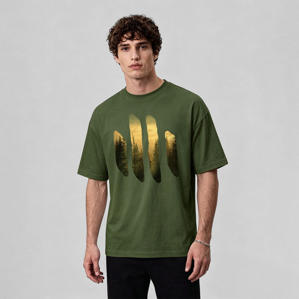 Beautiful Scenery Pattern Retro Casual Cotton T-Shirt