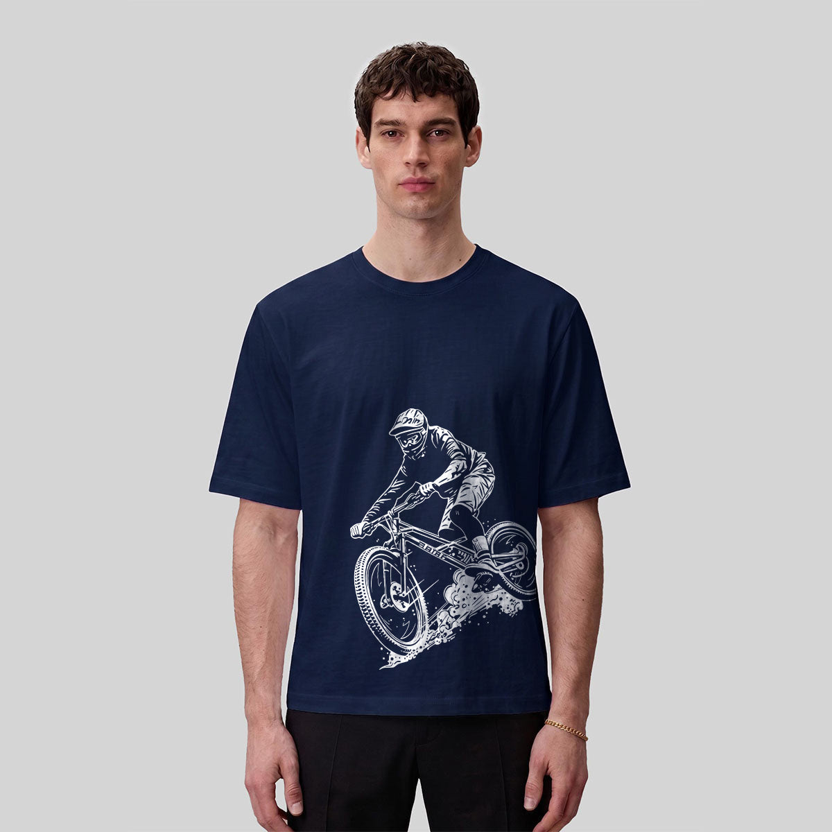 Cycling Silhouette Pattern Outdoor Style Casual T-Shirt