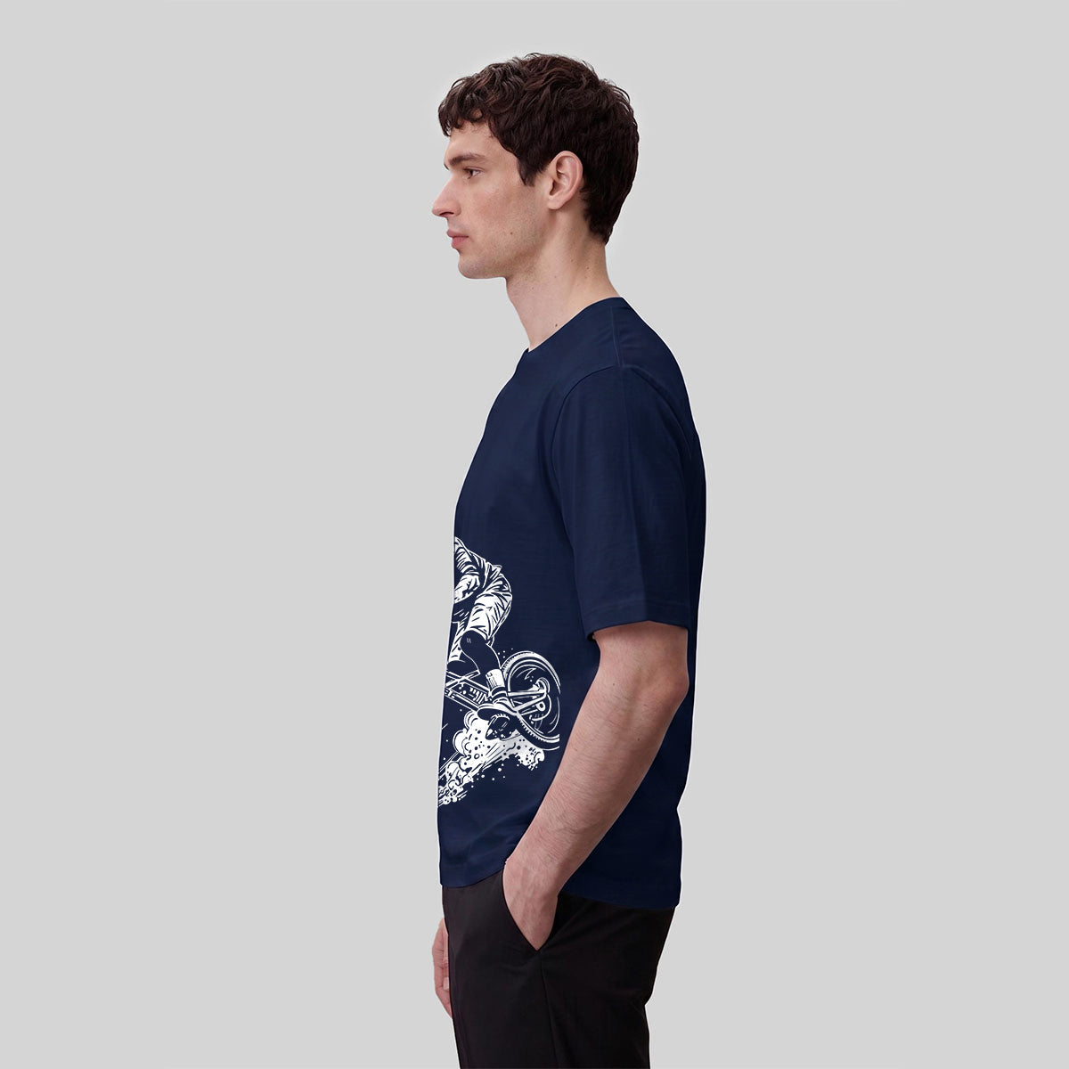 Cycling Silhouette Pattern Outdoor Style Casual T-Shirt