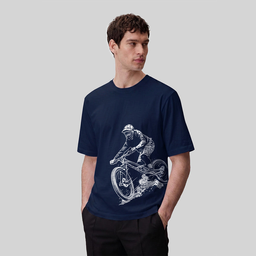 Cycling Silhouette Pattern Outdoor Style Casual T-Shirt