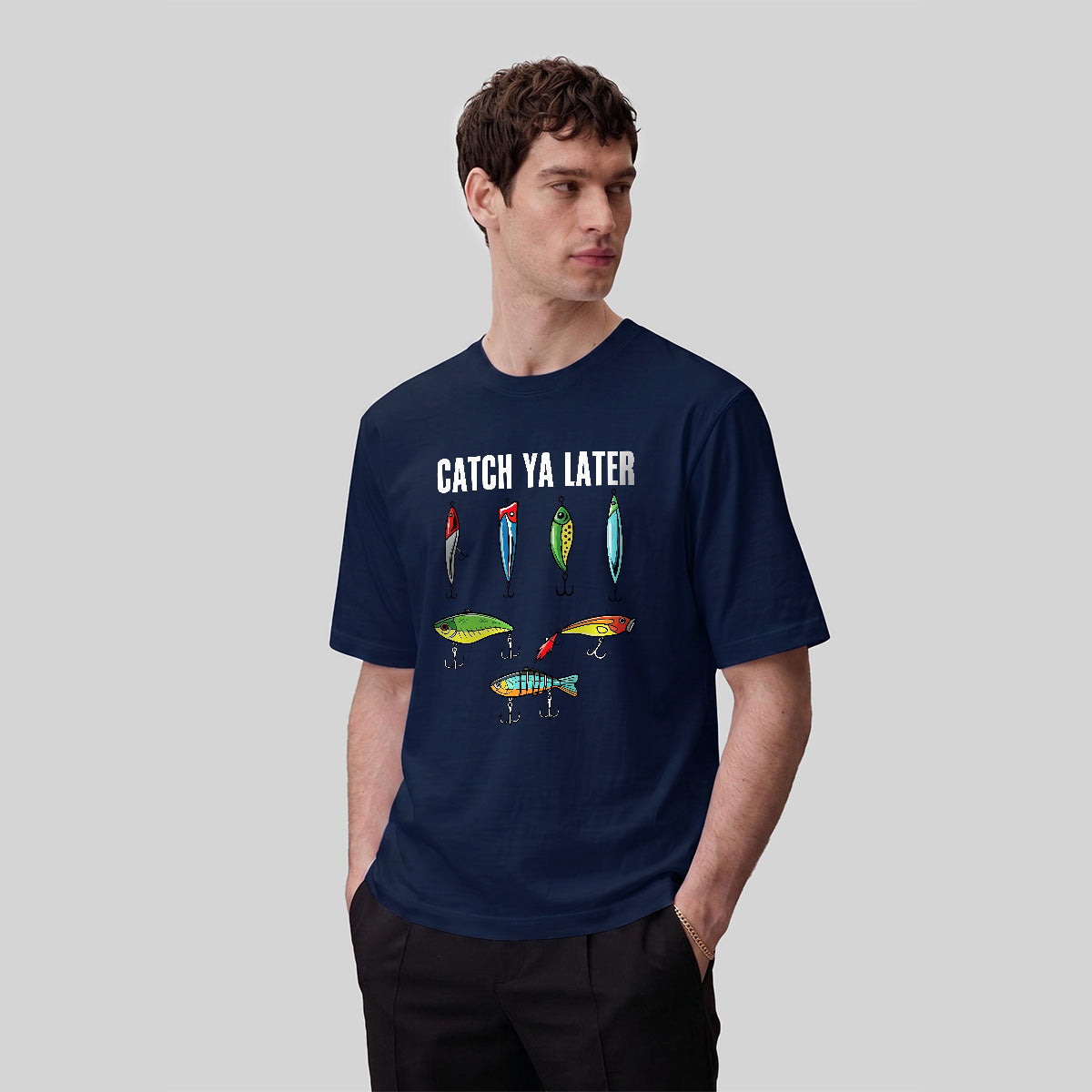 Cartoon Colorful Fish Pattern Simple Casual T-Shirt