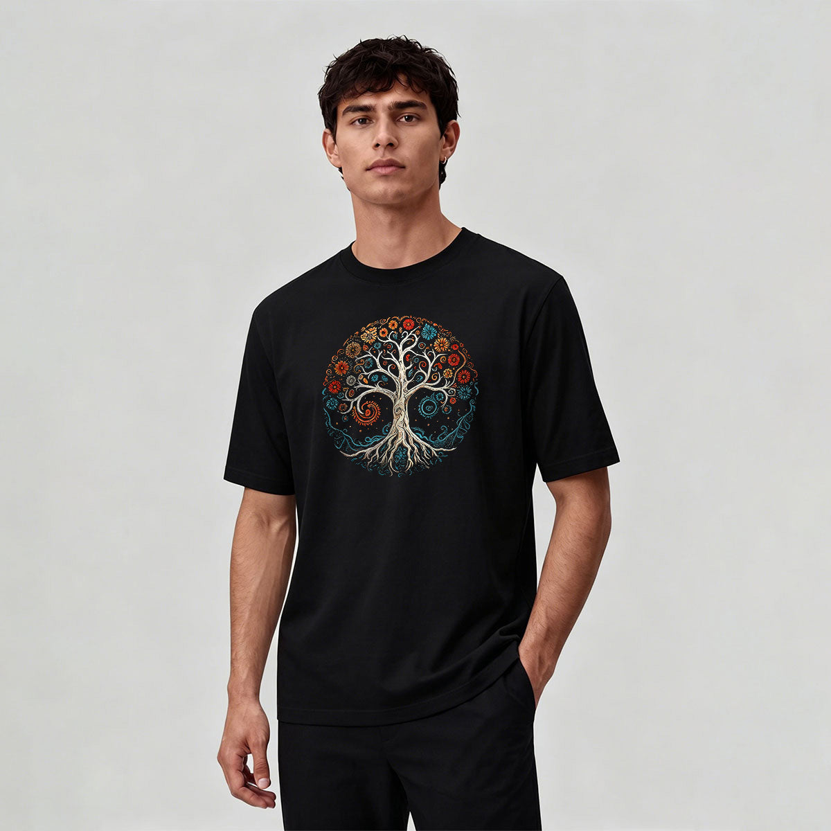 Bloom Tree Print Soft-touch Feel Cotton T-Shirt