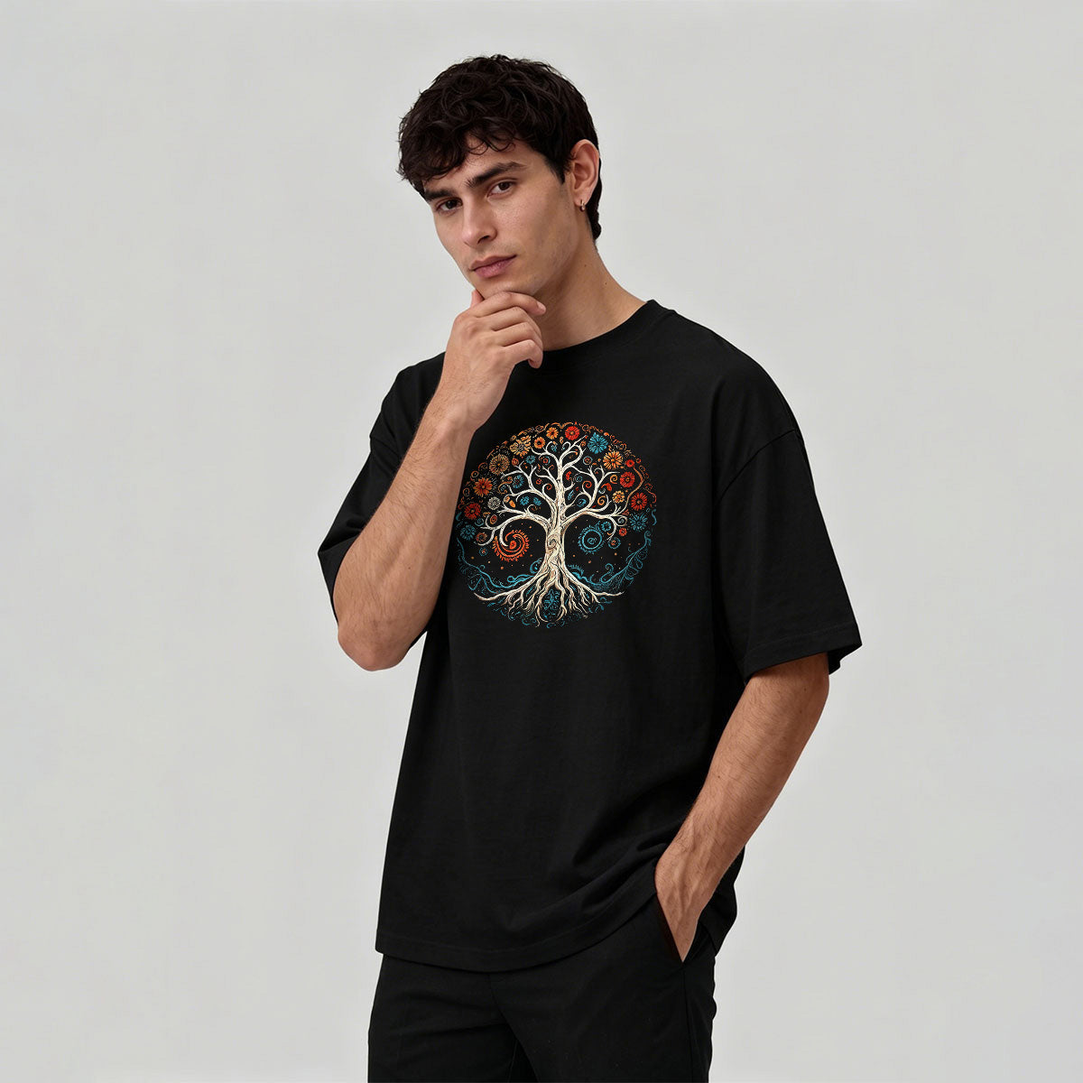 Bloom Tree Print Soft-touch Feel Cotton T-Shirt