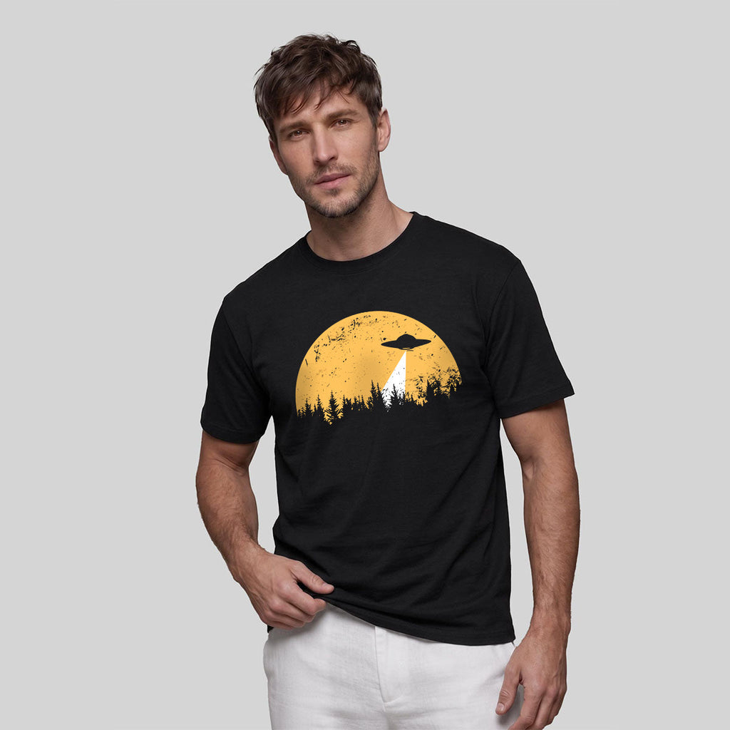 Alien Spaceship Pattern Skin-Friendly Casual T-Shirt