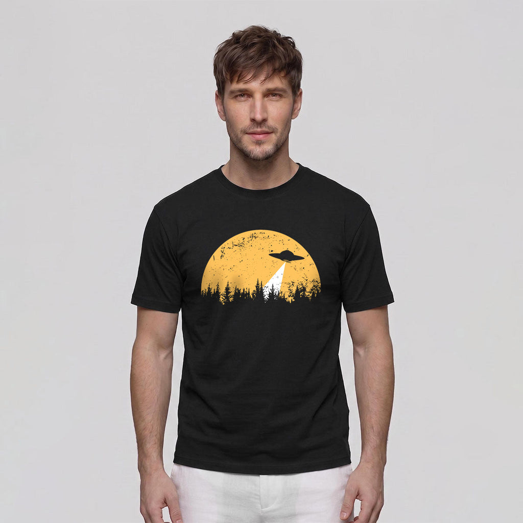 Alien Spaceship Pattern Skin-Friendly Casual T-Shirt
