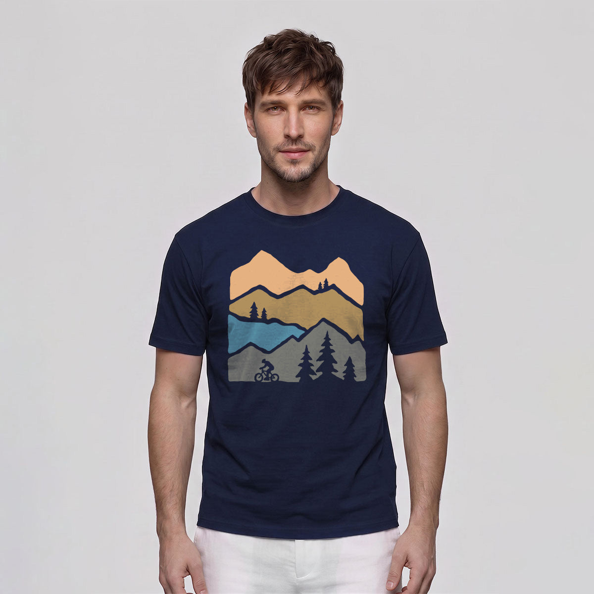 Mountain Biking Print Outdoor Casual Cotton T-Shirt