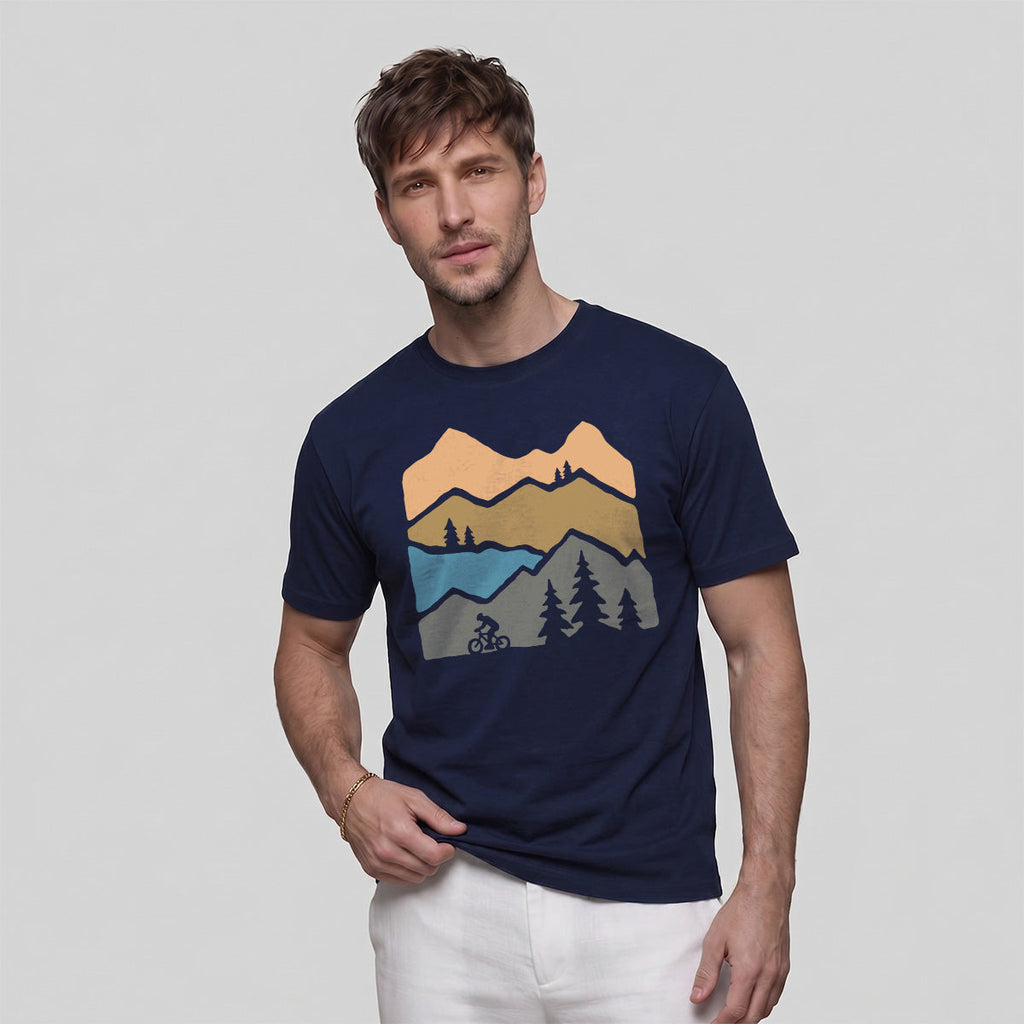 Mountain Biking Print Outdoor Casual Cotton T-Shirt