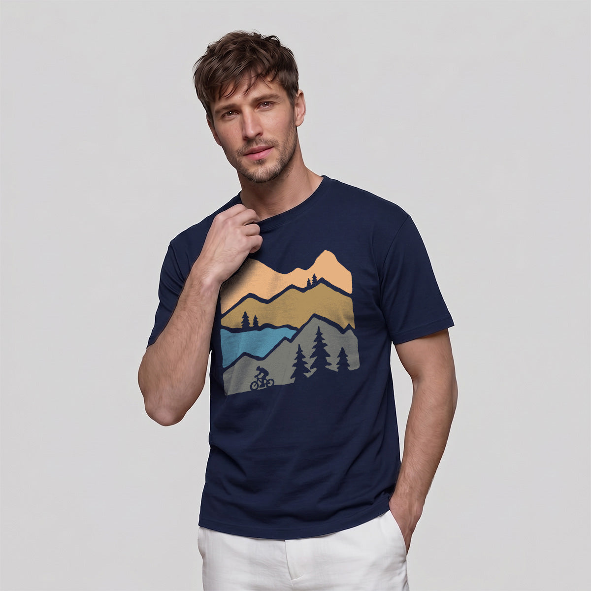 Mountain Biking Print Outdoor Casual Cotton T-Shirt