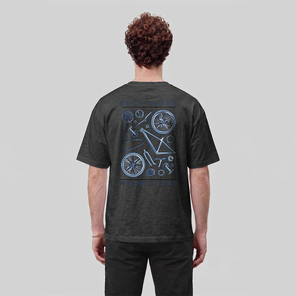 Bicycle Parts Print 100% Cotton Casual T-Shirt
