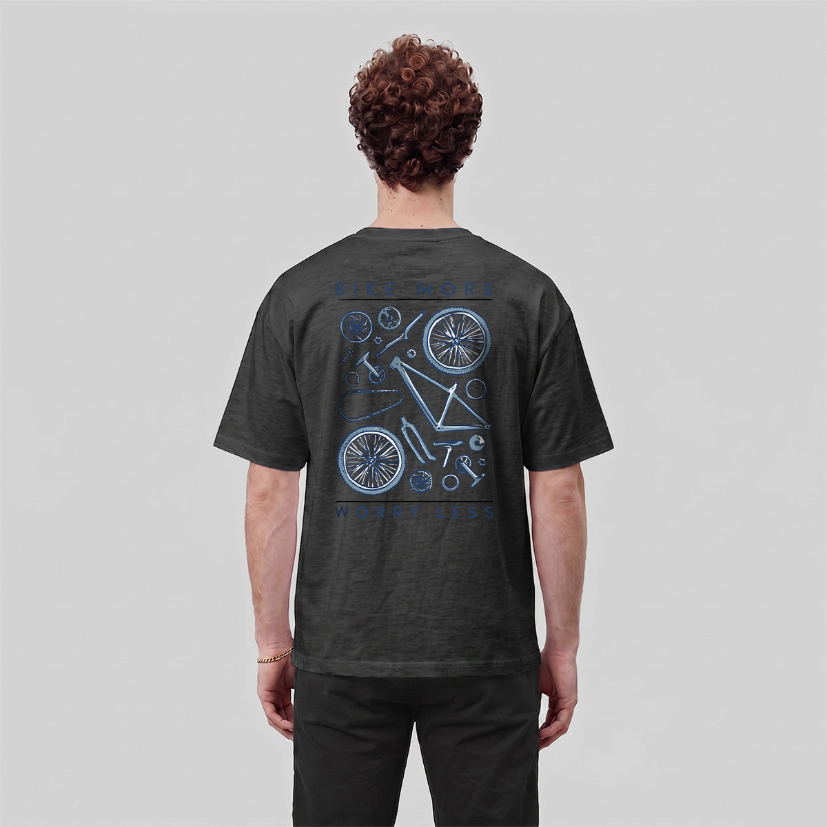 Bicycle Parts Print 100% Cotton Casual T-Shirt