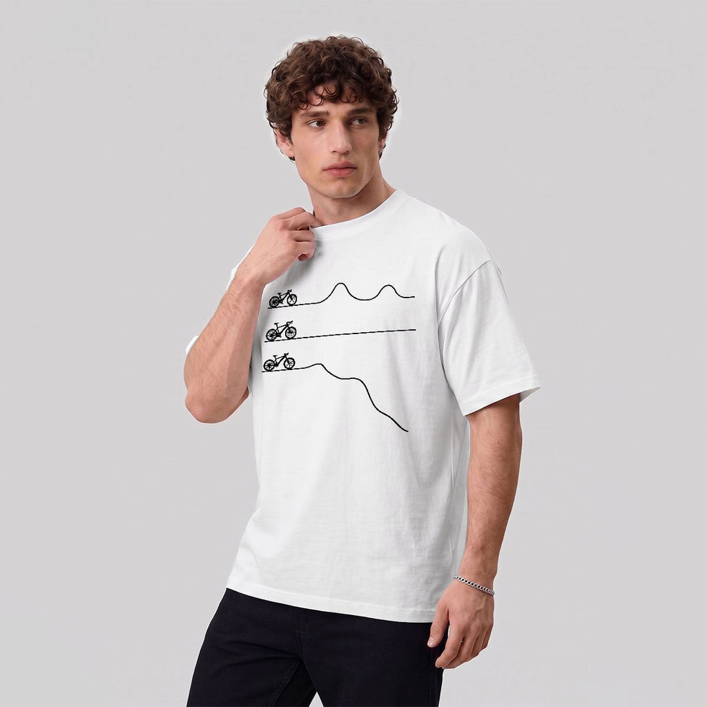 Outdoor Cycling Road Print 100% Cotton Casual T-Shirt